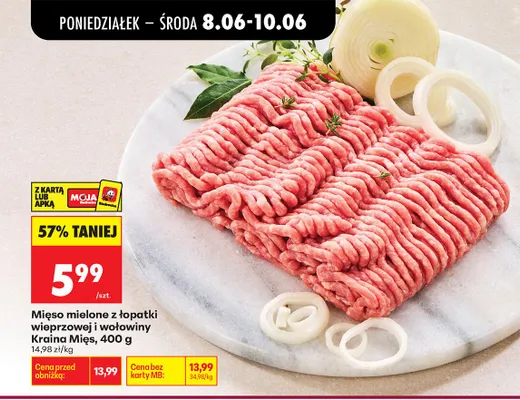 Mięso mielone z łopatki wieprzowej i wołowiny Kraina Mięs promocja w Biedronka