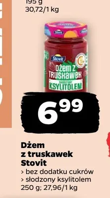 Dżem z truskawek bez dodatku cukrów słodzony ksylitolem Stovit promocja w Netto