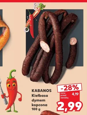Kiełbasa dymem kopcona Kabanos promocja w Kaufland