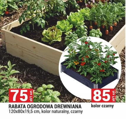Rabata ogrodowa drewniana 120x80x19,5 cm, kolor naturalny, czarny promocja w Merkury Market