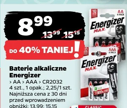 Baterie alkaliczne Energizer AA AAA CR2032 promocja w Netto