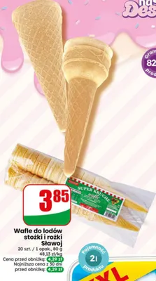 Wafle do lodów stożki i rożki Sławoj promocja w Dino