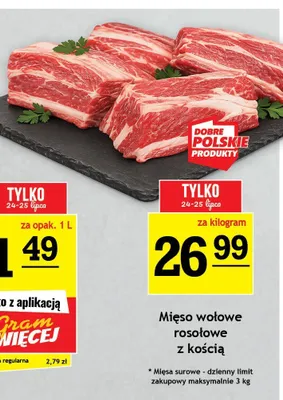 Mięso wołowe rosołowe z kością promocja w Gram Market
