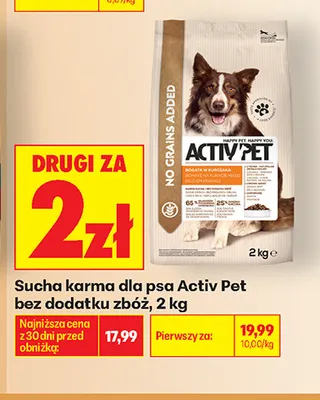 Sucha karma dla psa Activ Pet bez dodatku zbóż promocja w Biedronka