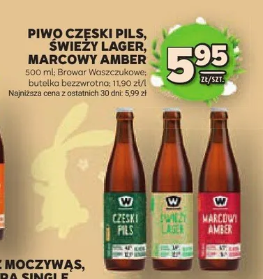 Piwo czeski pils, świeży lager, marcowy amber promocja w Stokrotka