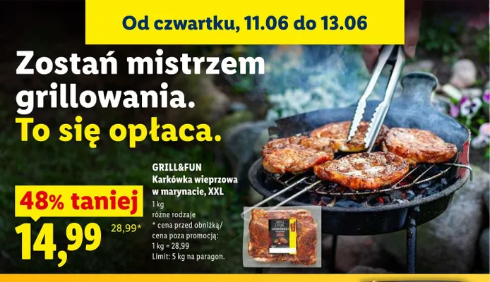 Karkówka wieprzowa w marynacie XXL Grill&Fun promocja w Lidl