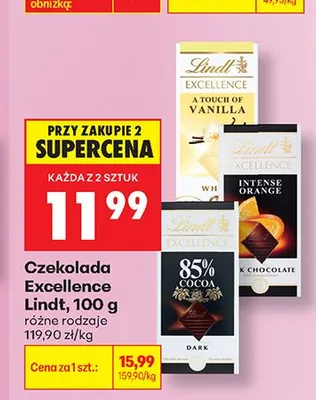 Czekolada Excellence Lindt 85% Cocoa Dark promocja w Biedronka