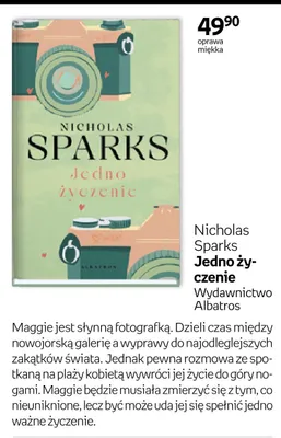 Książka Jedno życzenie Nicholas Sparks oprawa miękka promocja w Empik
