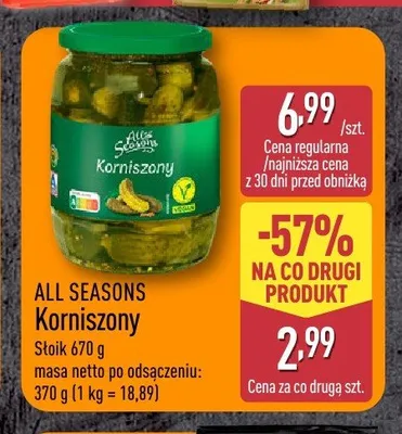 Korniszony All Seasons promocja w Aldi