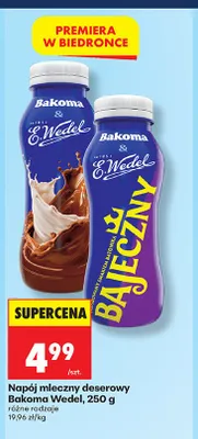 Napój mleczny deserowy Bakoma & E.Wedel Ptasie Mleczko promocja w Biedronka