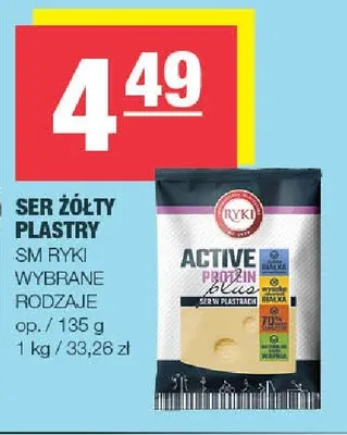 Ser żółty w plastrach Ryki Active promocja w SPAR
