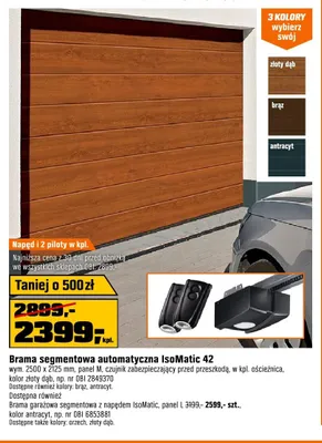 Brama segmentowa automatyczna IsoMatic 42 wym. 2500x2125mm panel M promocja w OBI