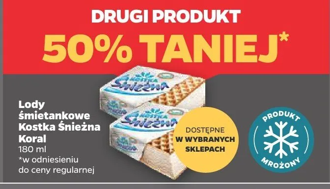 Lody śmietankowe Kostka Śnieżna Koral promocja w Netto