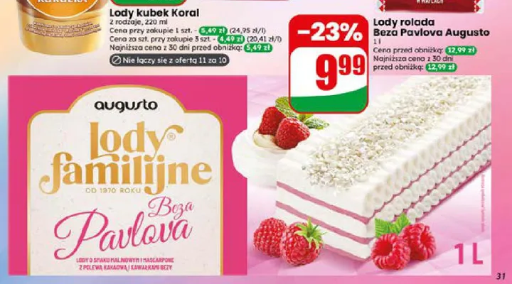 Lody rolada Beza Pavlova Augusto promocja w Dino
