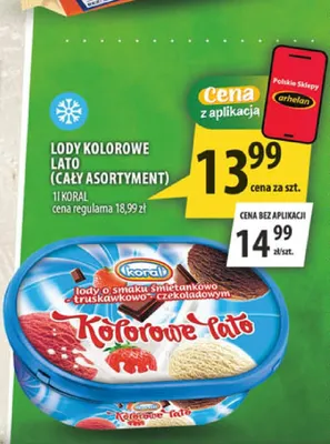 Lody o smaku śmietankowo-truskawkowo-czekoladowym Kolorowe Lato promocja w Arhelan