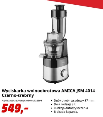 Wyciskarka wolnoobrotowa AMICA JSM 4014 promocja w Media Markt