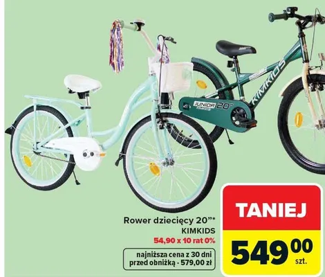 Rower dziecięcy 20" Kimkids promocja w Carrefour