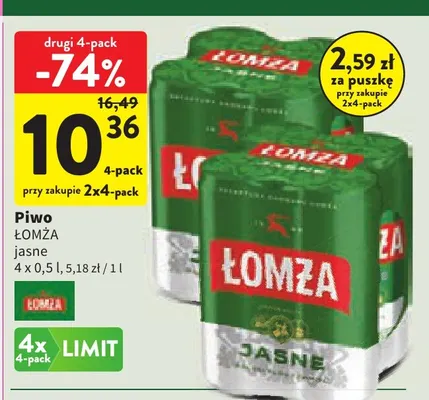 Piwo Łomża 4-pak promocja w Intermarche