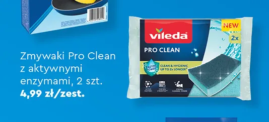 Zmywaki Pro Clean z aktywnymi enzymami Vileda 2-pak promocja w Biedronka