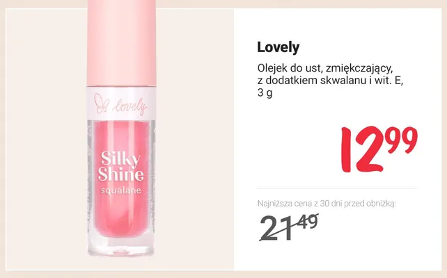 Olejek do ust Lovely Silky Shine promocja w Rossmann