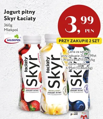 Jogurt pitny Skyr Łaciate truskawkowy promocja w Market Point