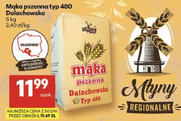 Mąka pszenna typ 480 Dalachowska promocja w Delikatesy Centrum