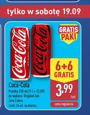 Napój gazowany Coca-Cola Zero Cukru promocja w Aldi