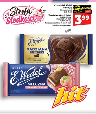 Czekolada E.Wedel nadziana deserowa promocja w TOPAZ