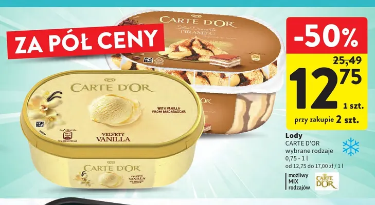 Lody Carte D'Or Velvety Vanilla promocja w Intermarche