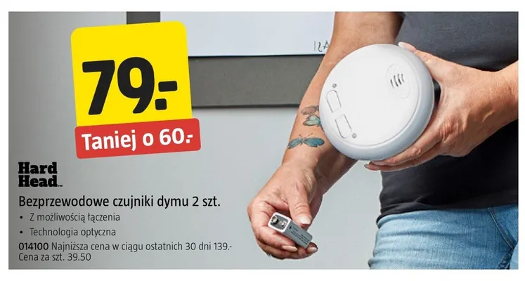 Bezprzewodowe czujniki dymu Hard Head 2-pak promocja w Jula