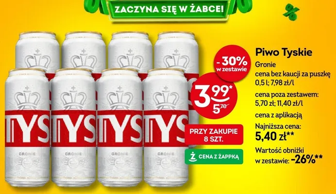 Piwo Tyskie Gronie promocja w Żabka