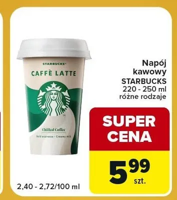 Napój kawowy Starbucks Caffè Latte promocja w Carrefour Express