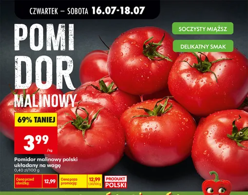 Pomidor malinowy polski układany na wagę promocja w Biedronka