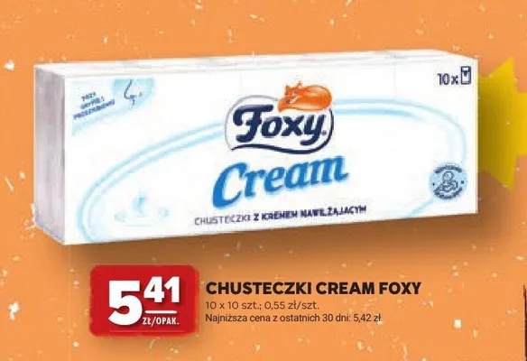 Chusteczki Cream Foxy z kremem nawilżającym promocja w Stokrotka
