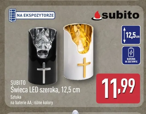 Świeca LED szeroka Subito 12,5 cm promocja w Aldi