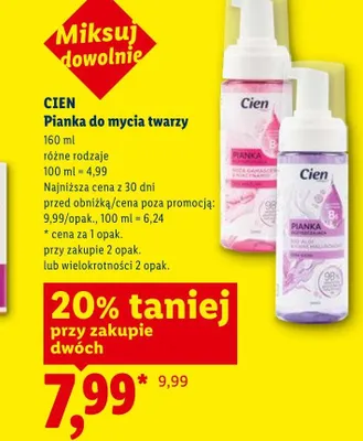 Pianka do mycia twarzy Cien promocja w Lidl