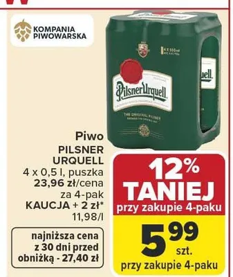 Piwo Pilsner Urquell promocja w Carrefour Market