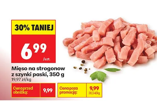 Mięso na strogonow z szynki paski promocja w Biedronka