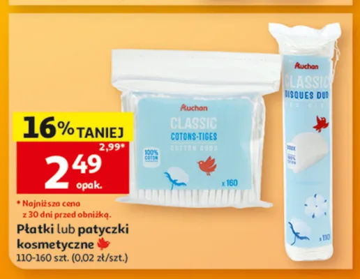 Płatki kosmetyczne Auchan Classic promocja w Auchan