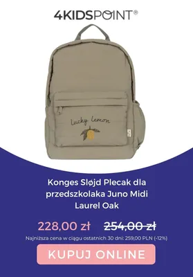 Plecak dla przedszkolaka Konges Sløjd Juno Midi Laurel Oak promocja w 4kidspoint