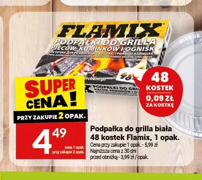 Podpałka do grilla biała 48 kostek Flamix promocja w Twój Market