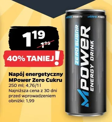 Napój energetyczny MPower Zero Cukru promocja w Netto