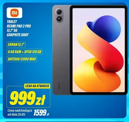 Tablet Xiaomi Redmi Pad 2 Pro 12,1" 5g Graphite Gray promocja w RTV EURO AGD