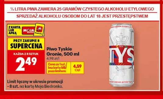 Piwo Tyskie Gronie promocja w Biedronka