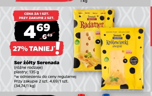 Ser żółty w plastrach Królewiecki szwajcar Serenada promocja w Netto