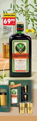 Likier Jägermeister + 2 kieliszki + piersiówka promocja w Biedronka