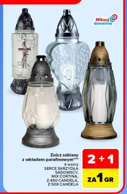 Znicz szklany z wkładem parafinowym Z-508 Candela promocja w Carrefour