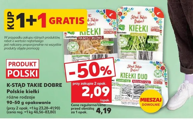 Polskie kiełki różne rodzaje 1+1 GRATIS promocja w Kaufland