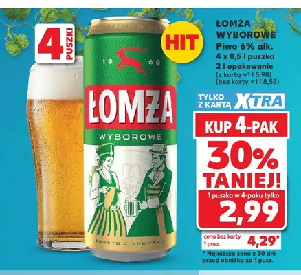 Piwo Łomża Wyborowe 6% alk. 4-pak 0,5l promocja w Kaufland