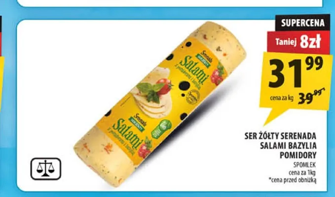 Ser żółty Salami z pomidorami i bazylią Serenada promocja w Arhelan